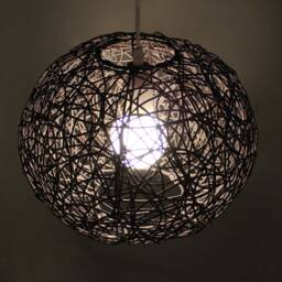 Handwoven Rattan Ball Pendant Light, Global Style Ceiling Lamp - thumbnail 3