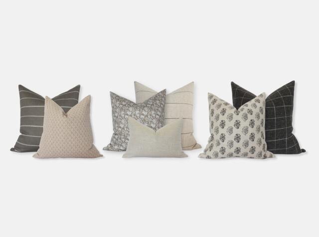 Sectional Pillow Set, Neutral Cover Combo For Couch, Blush Cream Brown Throw Pillows -- Millie - image 1