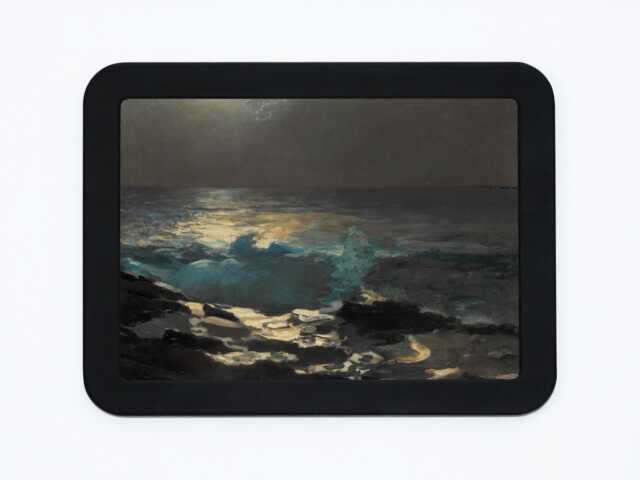 Moonlight Wood Island Light Winslow Homer Sea Waves Sky Clouds Cloudy Landscape Impressionism Classic Painting Wooden Framed Art Print - image 1