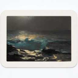 Moonlight Wood Island Light Winslow Homer Sea Waves Sky Clouds Cloudy Landscape Impressionism Classic Painting Wooden Framed Art Print - thumbnail 3