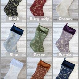 Custom Single Christmas Stocking Velvet Cuff, Gold Swirls, Jacquard Fabric - thumbnail 3
