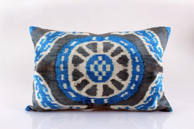 16x24 Ikat Velvet Pillow Cover, Handmade Cushion, Decorative Throw Pillow, Boho Cushion Turkish Home Decor - image 1
