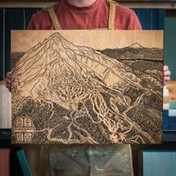 Mt Hood Meadows, Oregon Ski Trail Map - Engraved Wood Wall Art, Winter Sport Cabin Decor, Snowboard Mountain, Personalize Family Gift Poster - thumbnail 1