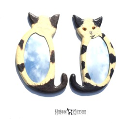 Black & White Cat Mirror, Decorative Wall Children Room Decor, Cute White Cat, Tuxedo Mirror Cat Shaped, Black & - thumbnail 4
