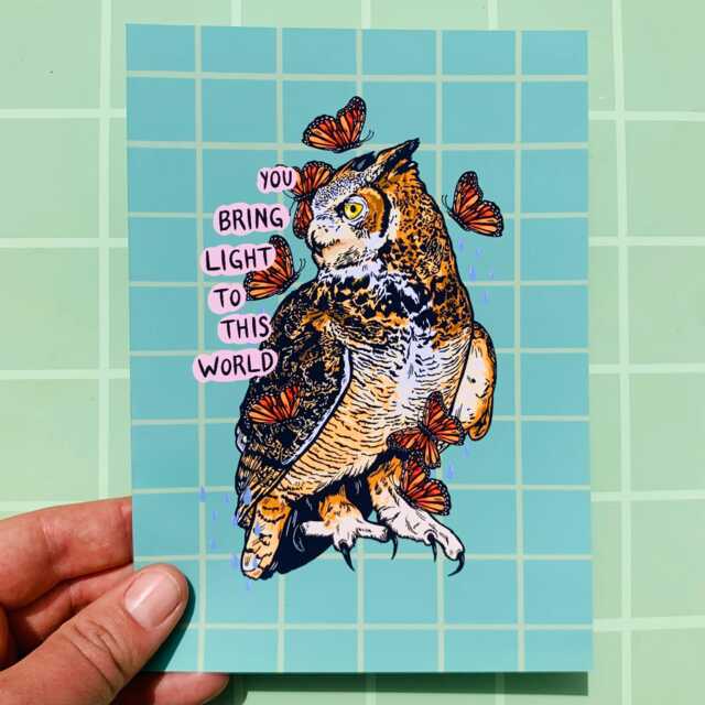Owl Art Bird Print Dopamine Decor Self Affirmation Themed Gift Nature ...
