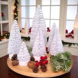 Frosted White Mini Christmas Tree Bottle Brush Tree - thumbnail 3