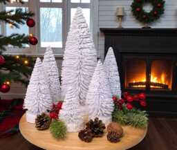 Frosted White Mini Christmas Tree Bottle Brush Tree