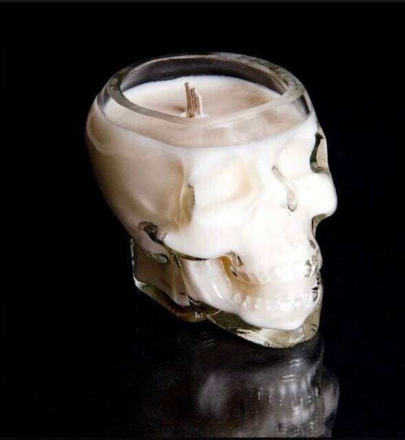 Skull Candle Jar - Soy Gothic Decor Halloween Glass Spooky Home Pick Your Scent Crime Junkie - image 1