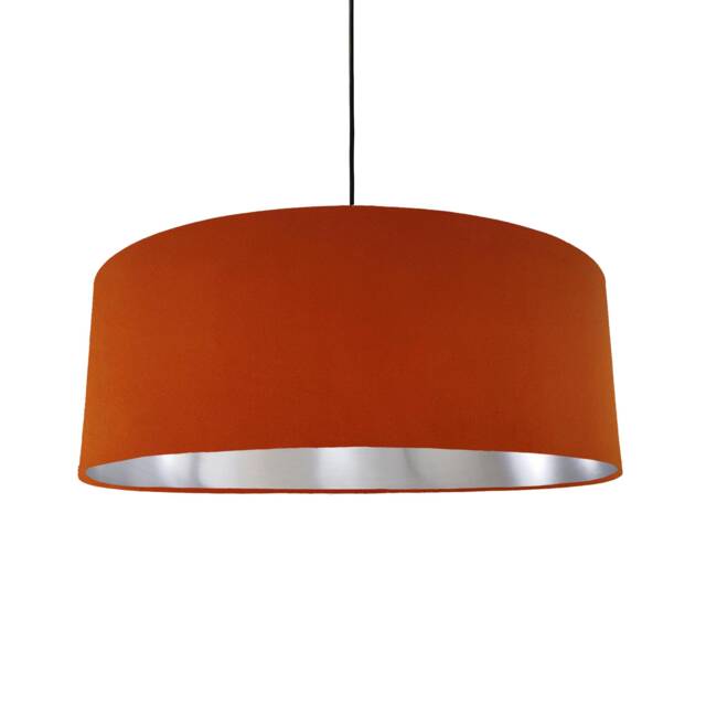 Extra Large Burnt Orange Velvet Lampshade With Silver Lining - image 1