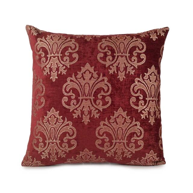 Light Burgundy - Cherry Red & Tan Pillow, Throw Pillow Cover, Decorative Cushion Accent Velour Blend Pillow - image 1