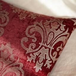 Light Burgundy - Cherry Red & Tan Pillow, Throw Pillow Cover, Decorative Cushion Accent Velour Blend Pillow - thumbnail 3