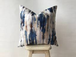 Navy Blue & Brown Throw Pillow Cover , Striped Coastal Decor Ship Cushion Case Nautical Euro Sham Beach House Boat - thumbnail 1