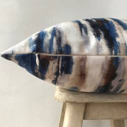 Navy Blue & Brown Throw Pillow Cover , Striped Coastal Decor Ship Cushion Case Nautical Euro Sham Beach House Boat - thumbnail 4