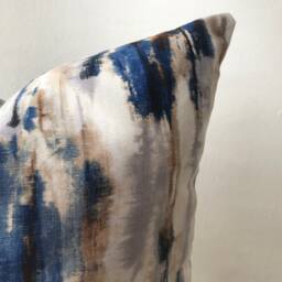 Navy Blue & Brown Throw Pillow Cover , Striped Coastal Decor Ship Cushion Case Nautical Euro Sham Beach House Boat - thumbnail 3