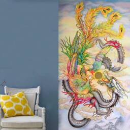 Large Dragon & Phoenix Canvas Art, Wall Art, Art Wall, Chinese Dragon Print, Decor - thumbnail 3