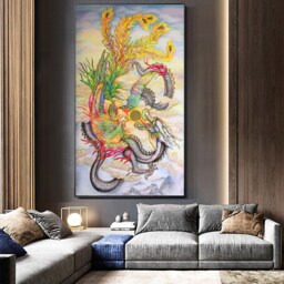 Large Dragon & Phoenix Canvas Art, Wall Art, Art Wall, Chinese Dragon Print, Decor - thumbnail 1