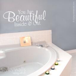 Bathroom Decor Wall Decal, You Are Beautiful Inside & Out Vinyl Lettering, Lettering For Decor, Sticker - thumbnail 1