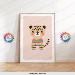 Safari Nursery Prints - Set Of 3 Boho Posters - Kids Playroom Wall Art Cute Animal Designs Beige Coloured Decor Boys Girls Bedroom - thumbnail 3
