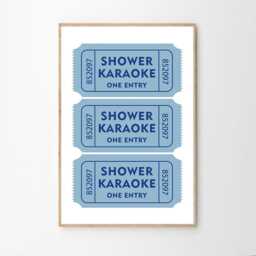Shower Karaoke One Entry Blue Ticket Art Canvas Poster, Trendy Wall Art, Apartment Aesthetic Decor, Retro Home Printed Gift - thumbnail 2