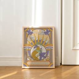 Capricorn Zodiac Print Sea-Goat Astrology Art - A4/A3 - thumbnail 1