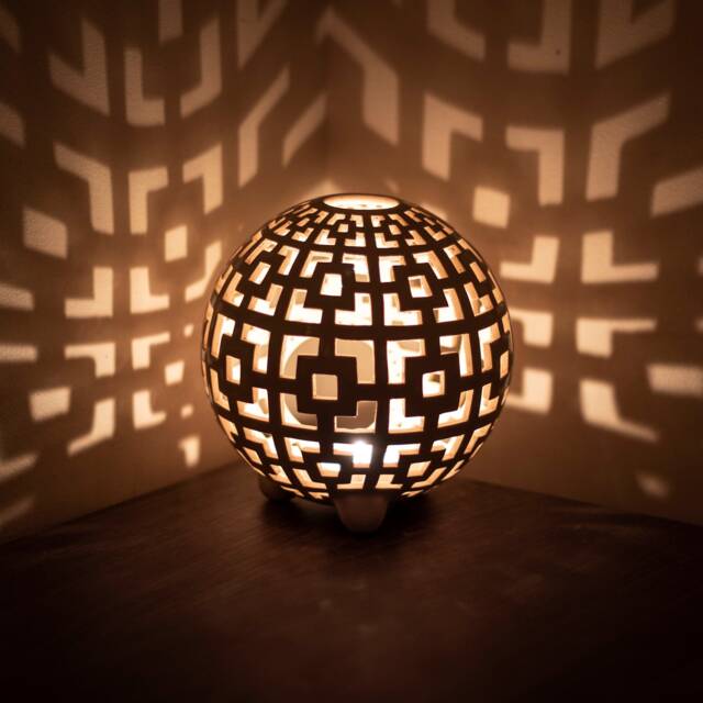 Geometric Ceramic Tea Light Holder Interior Candle Lantern - image 1