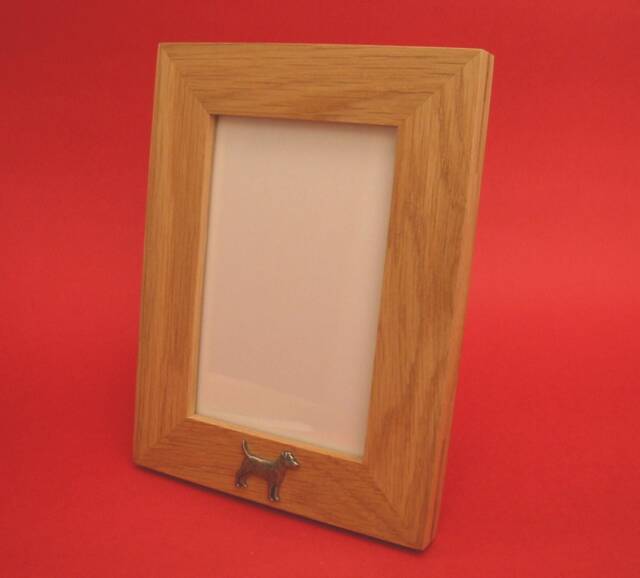 "Patterdale Terrier Portrait Real Oak Picture Frame 6"" X 4" - image 1