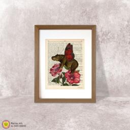 Hippo Butterfly Dictionary Art Print Funny Animal Nursery Wall Decor - thumbnail 3