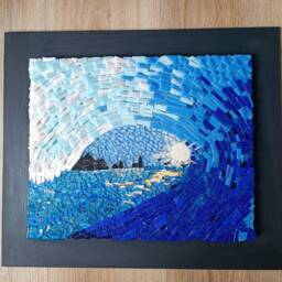 Glass Mosaic Wall Art Ocean Waves Landscape - thumbnail 4