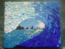 Glass Mosaic Wall Art Ocean Waves Landscape - thumbnail 1