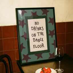 Kitchen Wall Art, No Drinks On The Dance Floor Print, Stars Poster, Colourful Handwritten Fun Living Room Print - thumbnail 3