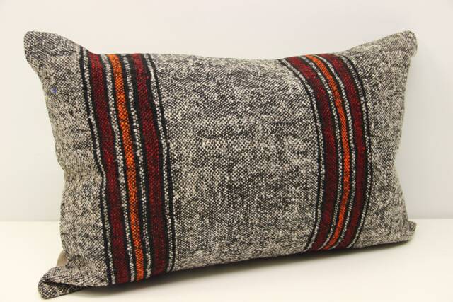 Turkish Kilim Lumbar Pillow Cover, Wool & Cotton - 16x24 Inch - image 1