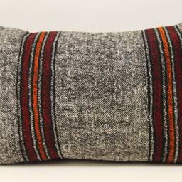 Turkish Kilim Lumbar Pillow Cover, Wool & Cotton - 16x24 Inch - thumbnail 2