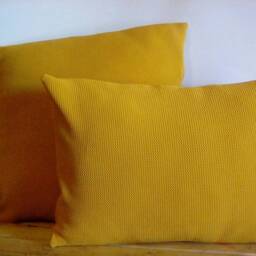 Textured Mustard Pillow Cover Set - Jersey Knit, 2-Pieces - thumbnail 4