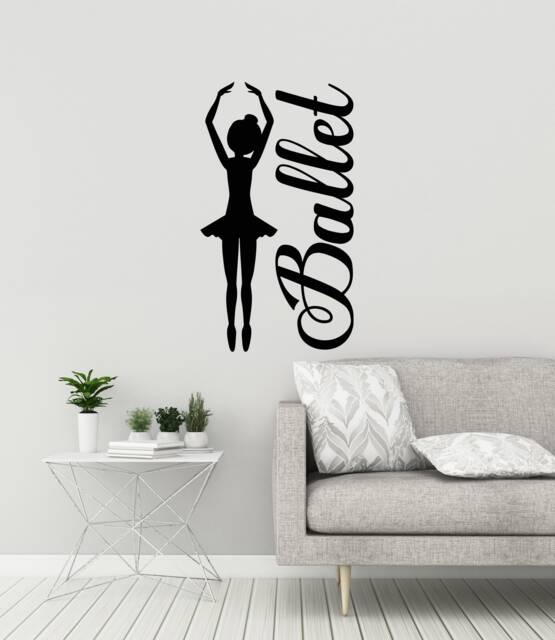 Ballet Vinyl Wall Decal Dancing Girl Dance Room Dancer Word Stickers Mural - #3101Di - image 1