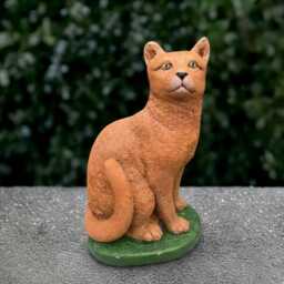 Concrete Kitty Statue Stone Cat Sculpture Cement Kitten Ornament Kitty Lover Gift Handmade Decoration Front Door Figurine Yard Art - thumbnail 4