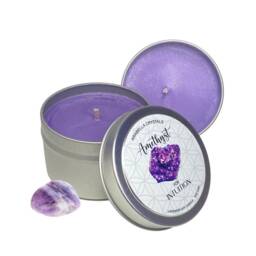 Amethyst Crystal Candle Lavender Citrus Scent, Vegan Soy Wax - 4Oz - thumbnail 2