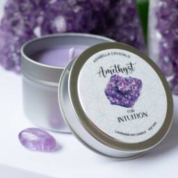 Amethyst Crystal Candle Lavender Citrus Scent, Vegan Soy Wax - 4Oz - thumbnail 3