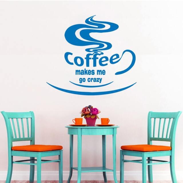 Wall Decal Quote Vinyl Sticker Art Home Decor Mural Decals Quotes Coffee Makes Me Go Crazy Cup Cafe Kitchen Bedroom Ms415 - image 1