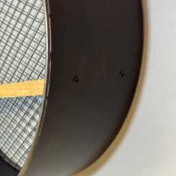 Round Industrial Wall Shelf, Black Mesh Metal & Rustic Wood, Retro Display For Home Decor - thumbnail 3