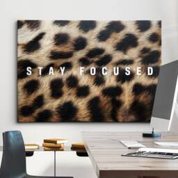 stay Focused Quote Leopard Pattern Motivational Inspirational, Framed Canvas Wall Art Poster Print, Home Office & Room Decor, Gift Idea - thumbnail 1