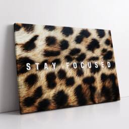 stay Focused Quote Leopard Pattern Motivational Inspirational, Framed Canvas Wall Art Poster Print, Home Office & Room Decor, Gift Idea - thumbnail 2
