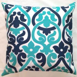 Outdoor Pillows Or Indoor Custom Cover - Shades Of Blue Navy Aqua Turquoise Ocean White Contemporary Modern Geometric 18x18, 16x16 - thumbnail 3