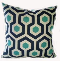 Outdoor Pillows Or Indoor Custom Cover - Shades Of Blue Navy Aqua Turquoise Ocean White Contemporary Modern Geometric 18x18, 16x16 - thumbnail 1
