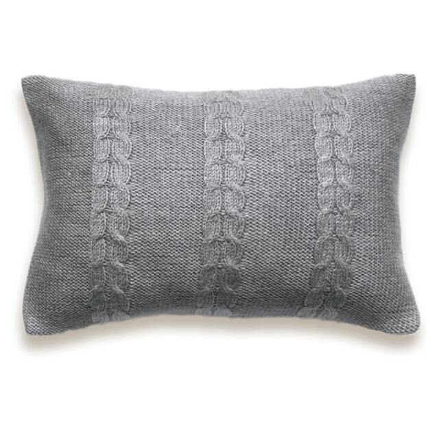 Decorative Cable Knit Pillow Cover in Grey 12 X 18 Inch Textured Wool Cotton - image 1