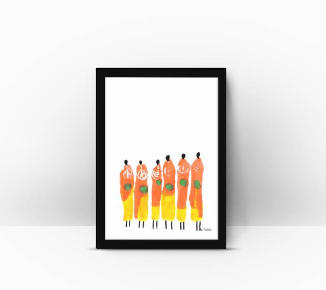 Framed Print, Colorful Abstract Art Africa Inspiration, Kitchen Wall Art, Bedroom Decor, Original Gift - image 1