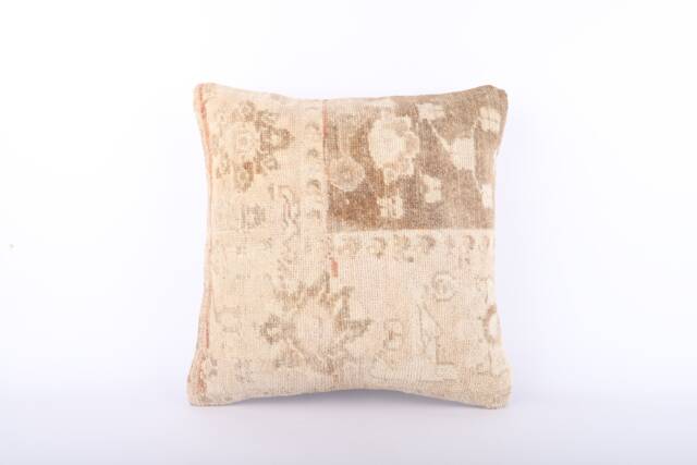 Handmade Turkish Kilim Pillow Embroidered Wool Cushion Cover - 18''x18'' - image 1