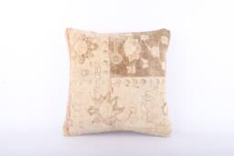 Handmade Turkish Kilim Pillow Embroidered Wool Cushion Cover - 18''x18'' - thumbnail 1