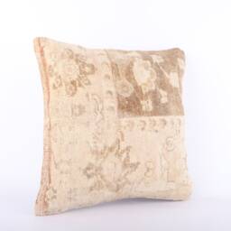 Handmade Turkish Kilim Pillow Embroidered Wool Cushion Cover - 18''x18'' - thumbnail 2