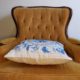Suzani Pillow Case, Cushion Cover, Embroidered Crocheted Pillow, Handmade - thumbnail 3