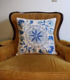 Suzani Pillow Case, Cushion Cover, Embroidered Crocheted Pillow, Handmade - thumbnail 1